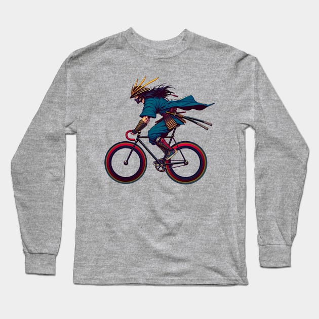 Cycling Japanese Warrior Long Sleeve T-Shirt by susanne.haewss@googlemail.com